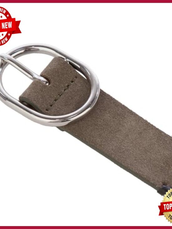 Suede Leather Belt with Studded Cutout Design, Size L, 1.2\
